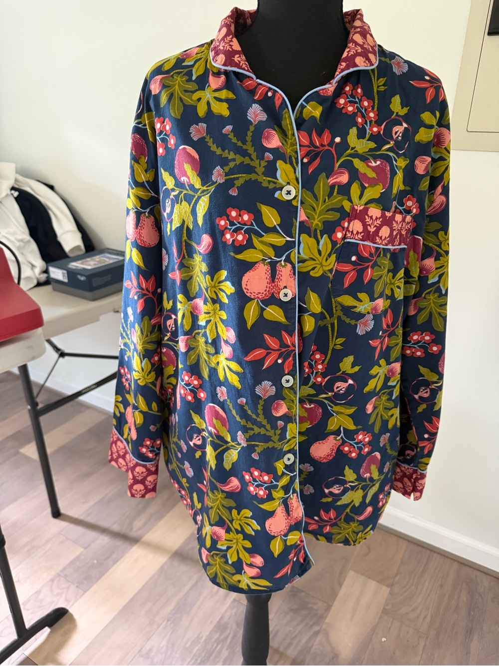 Printfresh Fall- Pommes et Poires- Pajamas with Navy and Green Accents